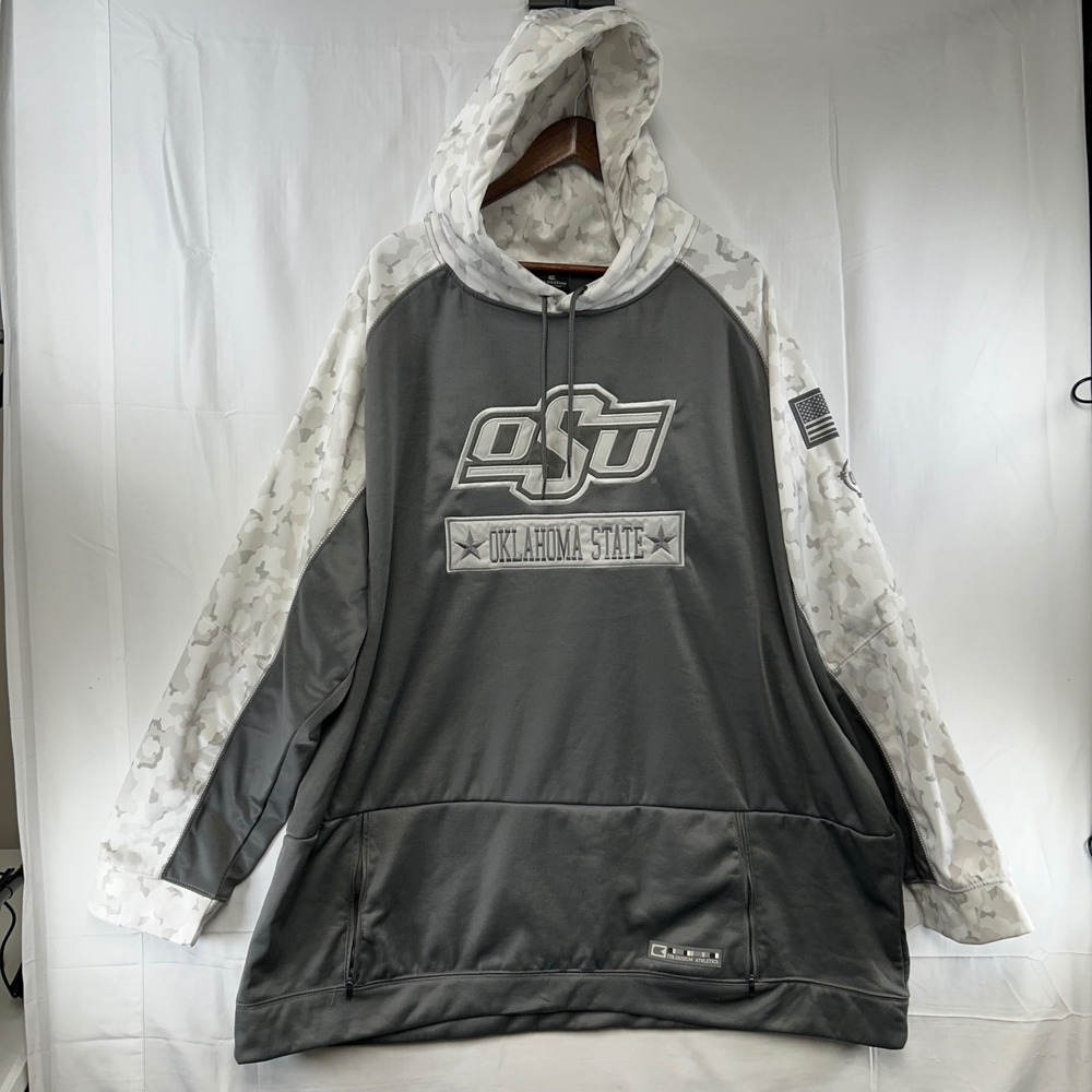 Colosseum Oklahoma State Cowboys Hoodie Mens 6X Grey White Camo OSU Big & Tall